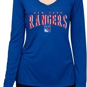 New York Rangers Concepts Sport V-Neck Long Sleeve Tee NWT - Size XL